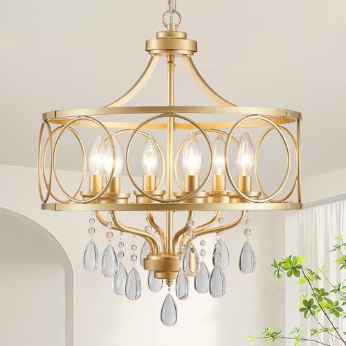 6 Light Modern Gold Crystal Chandelier