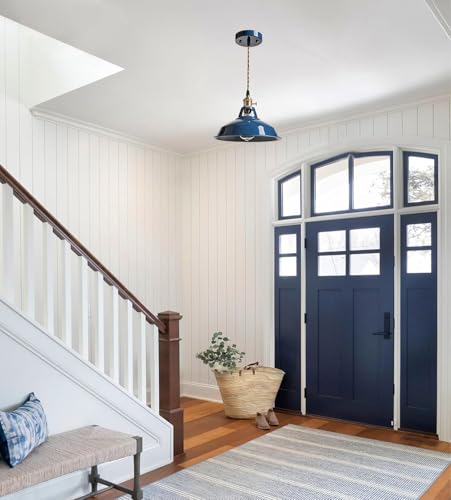 Kitchen Pendant Light Blue Metal Barn Shade Modern Dimmable Pendant