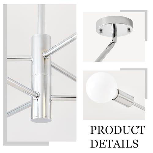 6 Light Sputnik Ceiling Light Fixture Chrome Living Room Chandelier