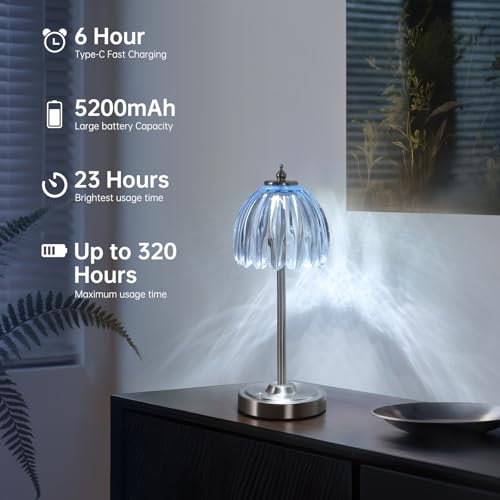 Rechargeable Table Lamp with 5200mAh Battery & Touch Control