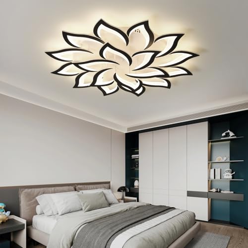 39.4" Flower Shaped Ceiling Light Dimmable Modern Ceiling Lamp Remote Control LED Lighting Fixture for Living Room Dining Room Farmhouse