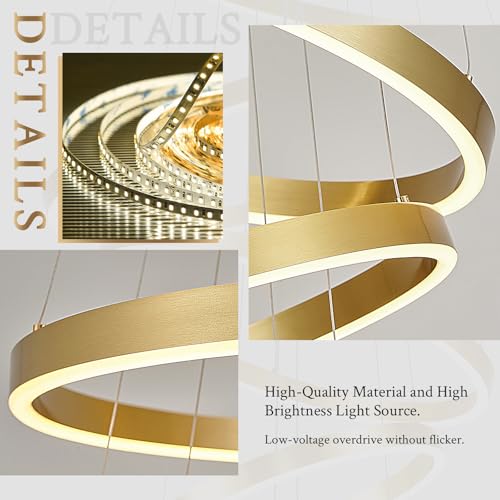 High Ceiling Brushed Gold Ring Chandeliers 7 (7 Count)