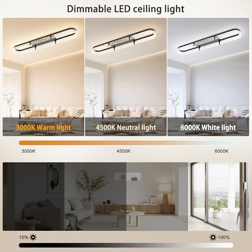 43 inch Modern Black LED Ceiling Light Fixture