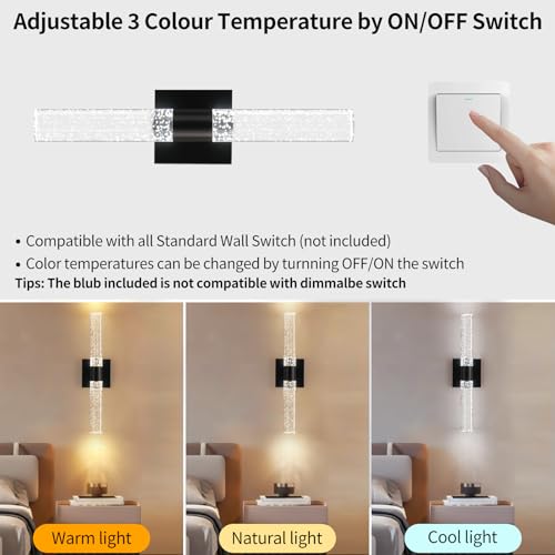 18 Inch Black Modern LED Wall Sconces Set of Two 3000K