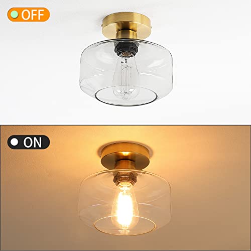 Industrial Semi Flush Mount Ceiling Light Gold