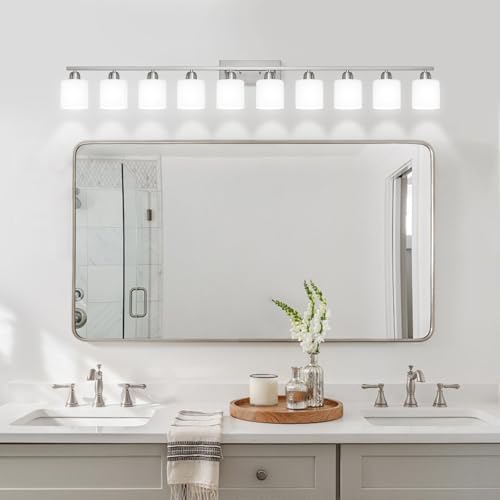 Brushed Nickel Bathroom Sink Lighting Fixtures for Giant Mirror