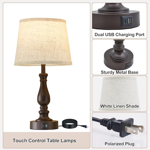 Table Lamps for Bedrooms Set of 2 (2 Count)