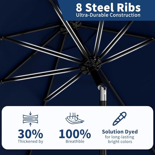 10FT Patio Umbrella 8 Sturdy Ribs Outdoor Table Umbrella