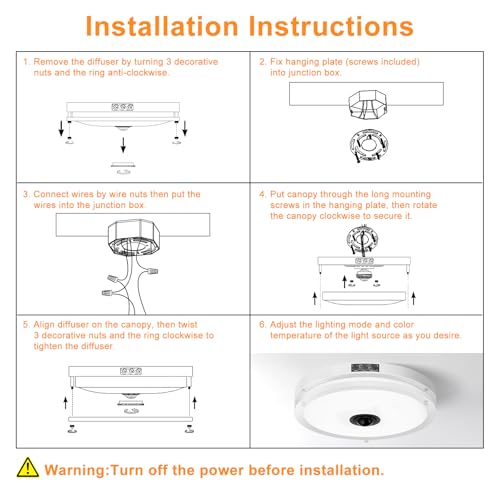 12" LED Motion Sensor Outdoor Ceiling Light Porch Lamp