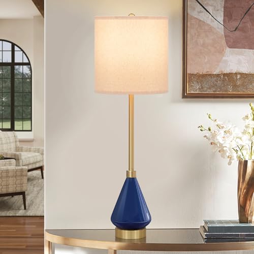 32" Gold Buffet Lamps Set of 2 with Blue Ceramic Base (2 Count)