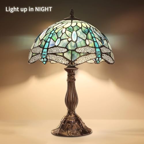18" Tiffany Dragonfly Style Stained Glass Table Lamp