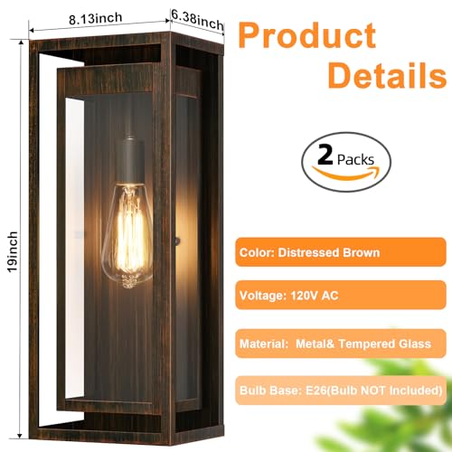 19" Large Outdoor Wall Light Fixtures (2 Count)