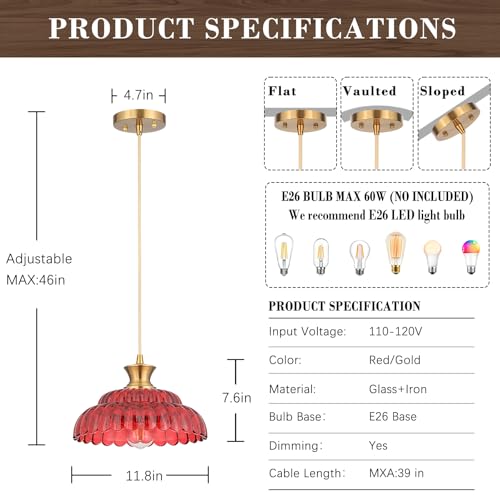 Red Glass Pendant Light