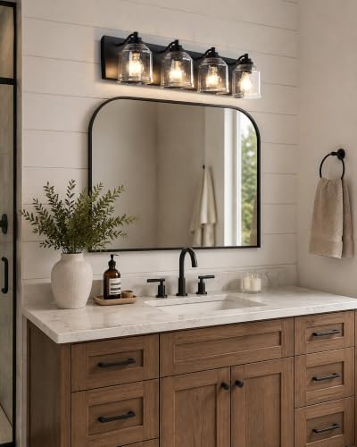 32" 4 Light Farmhouse Bathroom Vanity Light with Bubble Glass (4 Count)