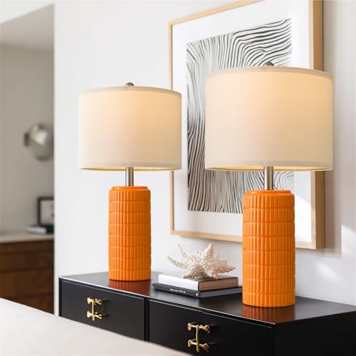 23" Orange Table Lamps Decor for Living Room Set of 2 (2 Count)