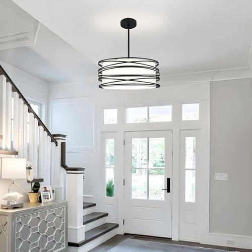 16" Black Drum Chandelier 3