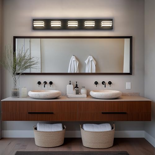 LED Wall Black Vanity Lights for Bathroom Light Fixtures 30W Adjust 3 Colors Modern Bath Lighing Over Mirror Acrylic Heads LED Vanity Light