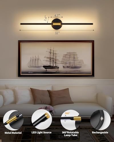 32" Battery Operated Wall Sconce Set of 2