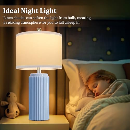 23.5’’ Sky Blue Farmhouse Table Lamps for Living Room Set of 2 (2 Count)