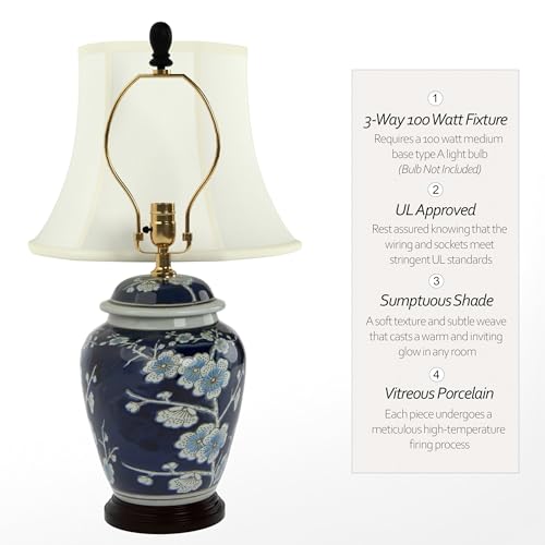 22" Blue Cherry Blossom Lamp