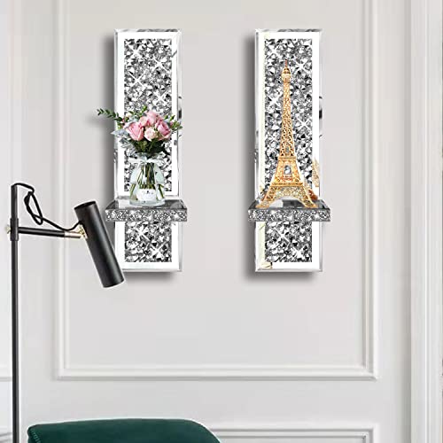 Set of 2 Crystal Crush Diamond Candle Sconces (2 Count)