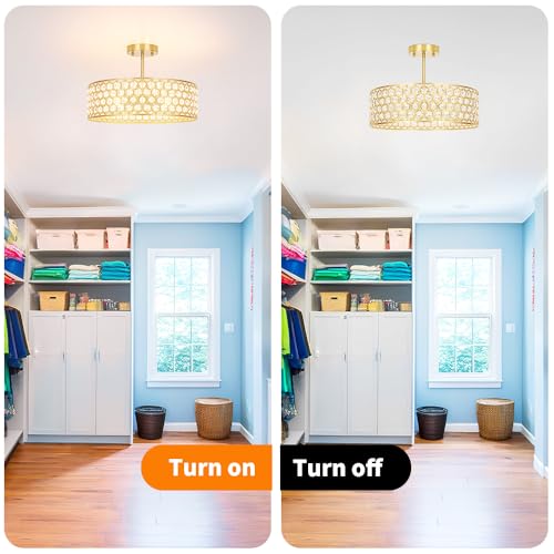 Gold Crystal Ceiling Light Fixture