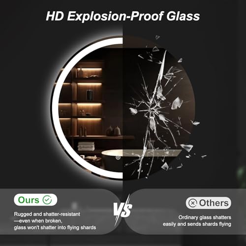 36 Inch Round LED Bathroom Mirror with Lights