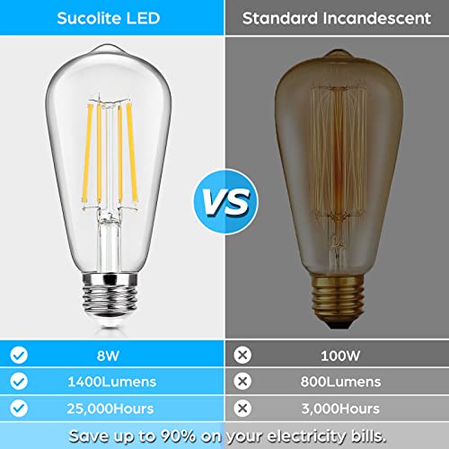 4 Pack Vintage LED Edsion Bulbs 100W Equivalent (4 Count)