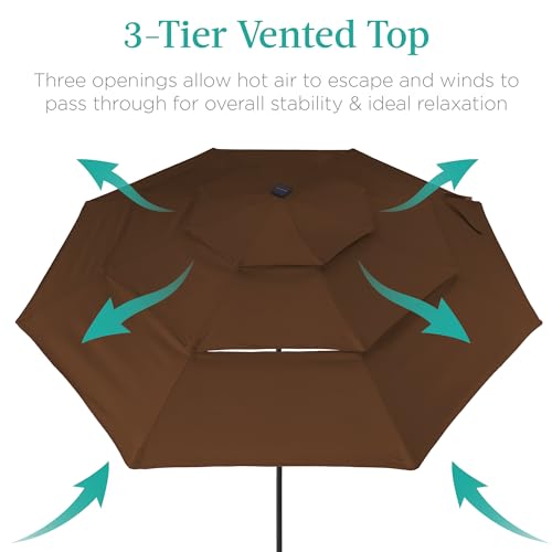 10ft 3 Tier Solar Patio Umbrella