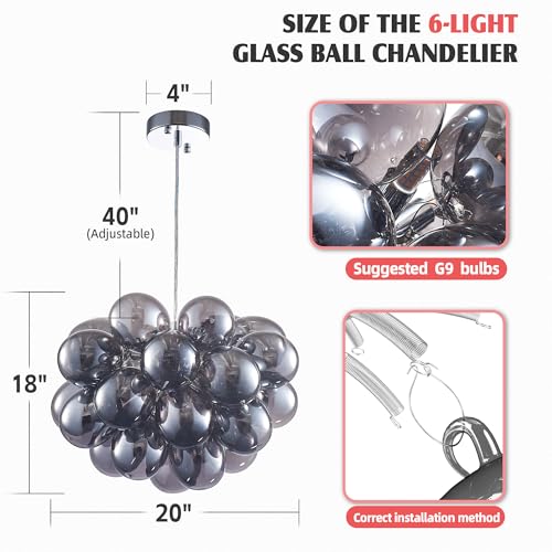 Bubble Ball Chandelier Smoked Black