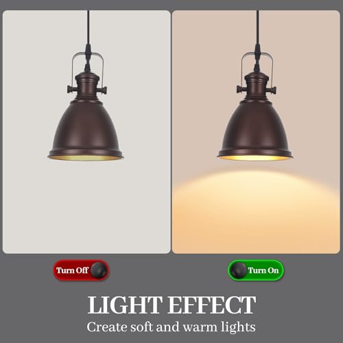 Brown Farmhouse Pendant Lights Kitchen Island 2 Packs (2 Count)