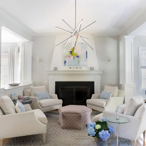 5 Lights Modern Sputnik Chandelier Brushed Nickel LED Sputnik Light Fixture