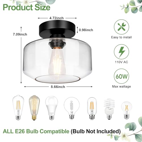 Industrial Semi Flush Mount Ceiling Light Black