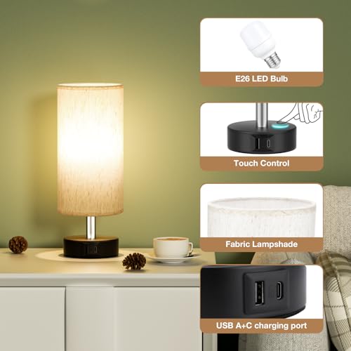Small Table Lamps for Bedroom set of 2 (2 Count)