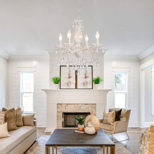 Plug in Crystal Ceramic White Chandelier