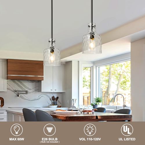 Industrial Glass Pendant Lights for Kitchen Island