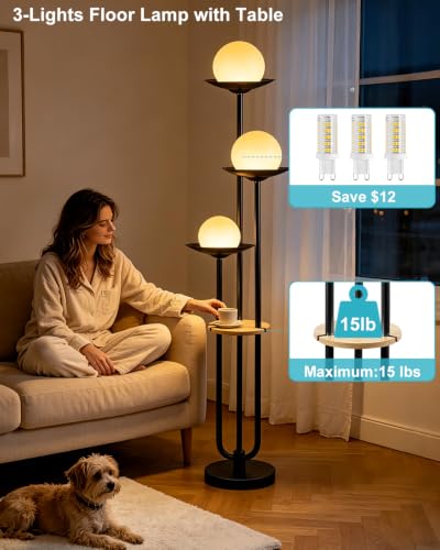 Globe Floor Lamp with Shelf 3 (3 Count)