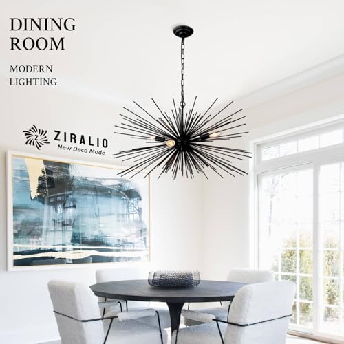 31in 4 Light Black Sputnik Chandelier Mid