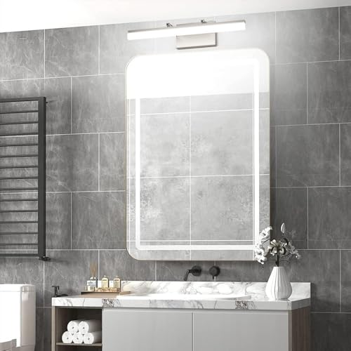 Brushed Nickel Vanity Light Adjustable 20 inch Modern LED Bathroom Light Fixtures Over Mirror Rotatable Vanity Lighting 5500K