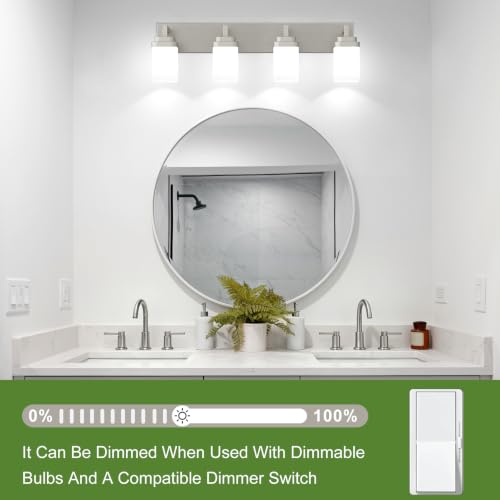 Brushed Nickel Bathroom Light Fixtures (Nickel / 4-Light)