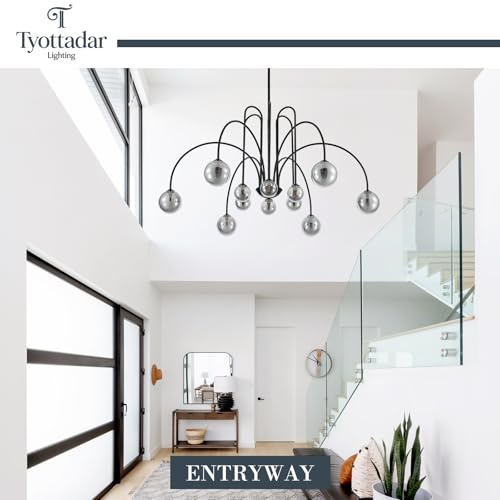 Large Black Sputnik Chandelier 12