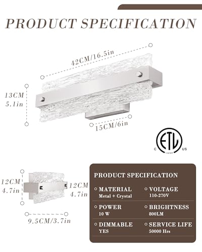 Modern LED Bathroom Vanity Light Fixture Over Mirror