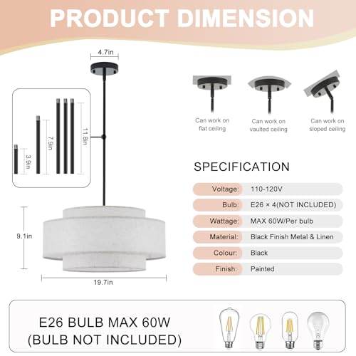 19.7" Modern Drum Chandelier