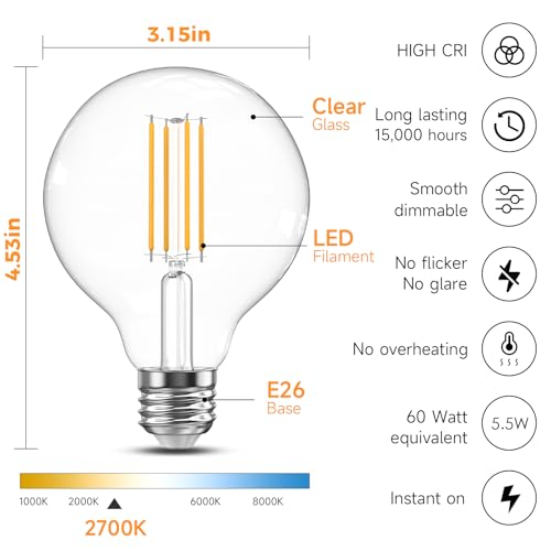 G25 LED Globe Light Bulbs for Vanity (4 Count)