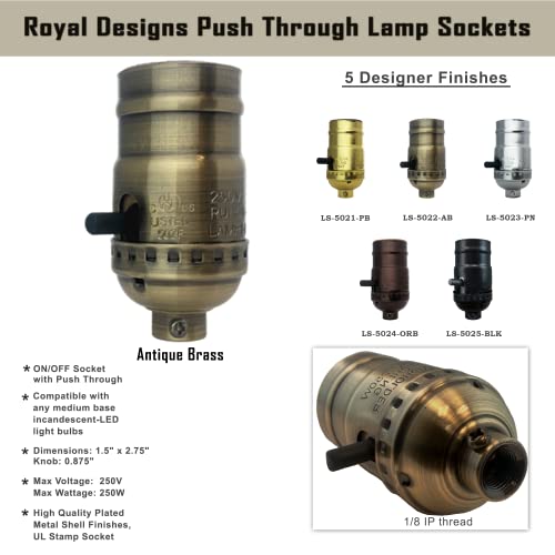 Push Through Lamp Socket for Incandescent or LED Bulbs