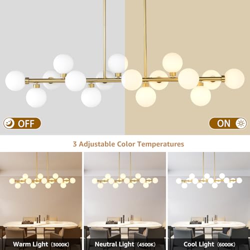 55"L Gold Linear Chandelier 16