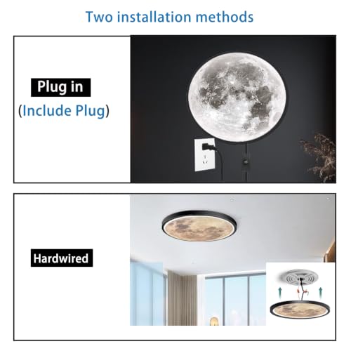 Dimmable Moon Lamp Plug in Modern LED Wall Moon Sconces (19.5 inch)