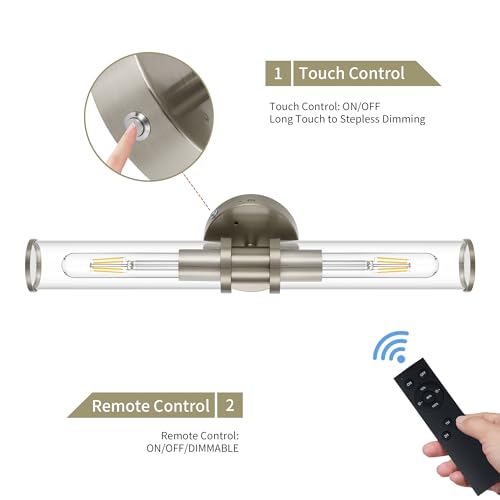 Nickel Wireless Battery Operated Wall Sconces with Remote Control