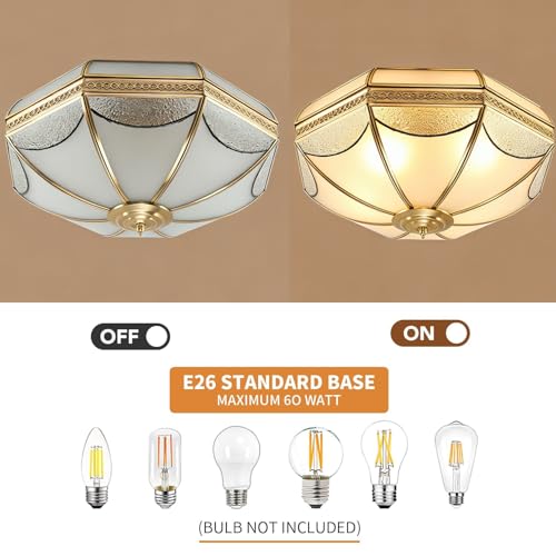 18 Inch Vintage Brass Flush Mount Ceiling Light