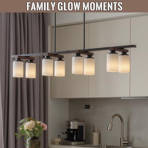 8 Light Black Linear Chandelier